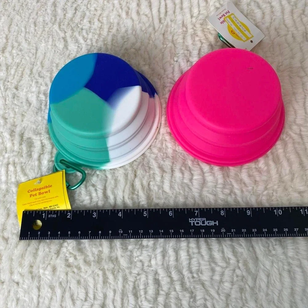 Collapsible Silicone Pet Bowls Food Water Travel Walking Feeding W/ Carabiner